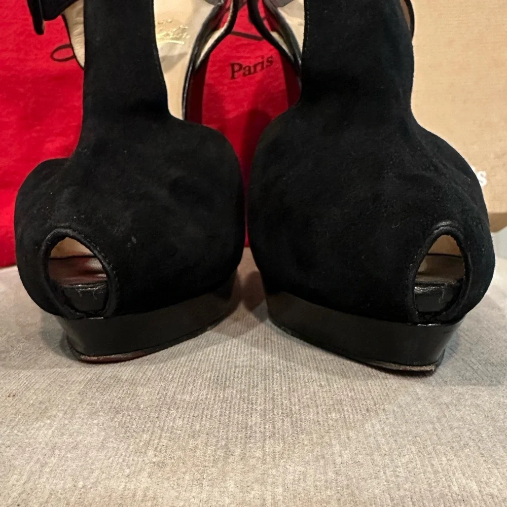 Christian Louboutin Black Suede Platform Heels - Picture 4 of 15